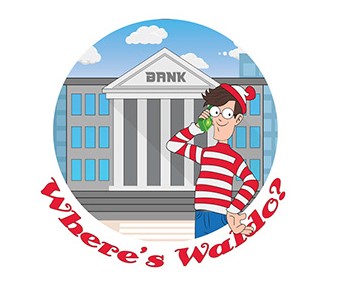 Waldo at the bank